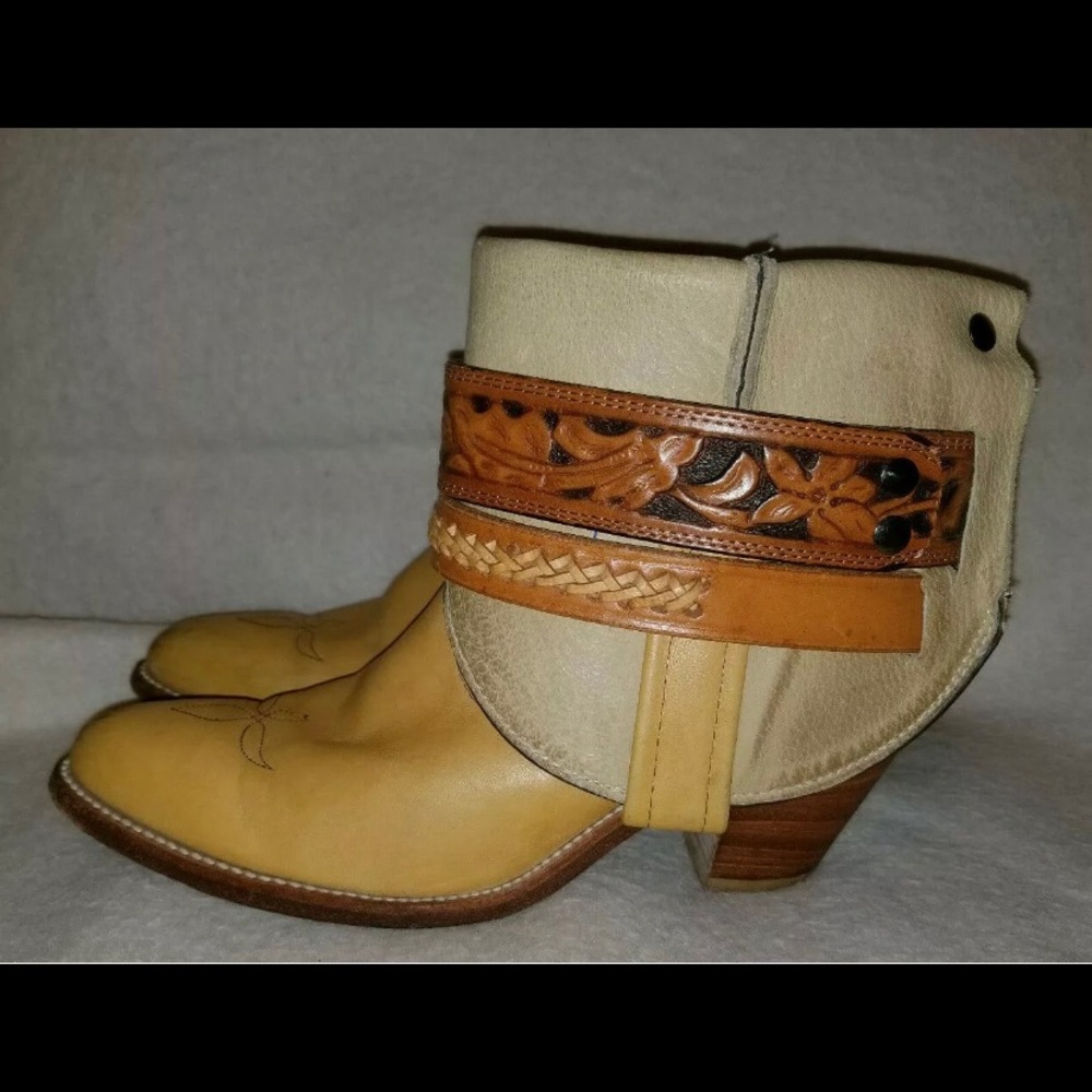 FRYE Canty Custom Western Belted Ankle Boots, 8.5
